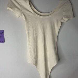 Cream Ribbed Women's Top